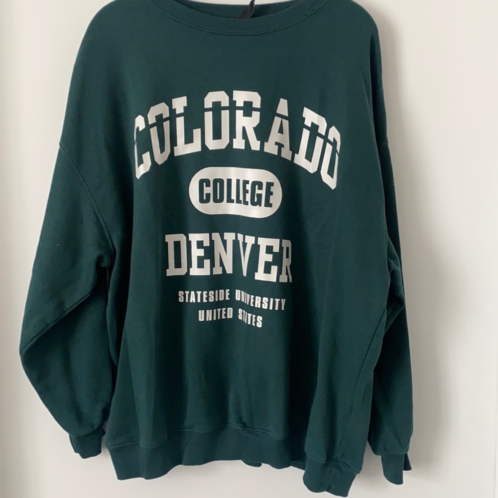 green, L, crew neck, colorado sweater